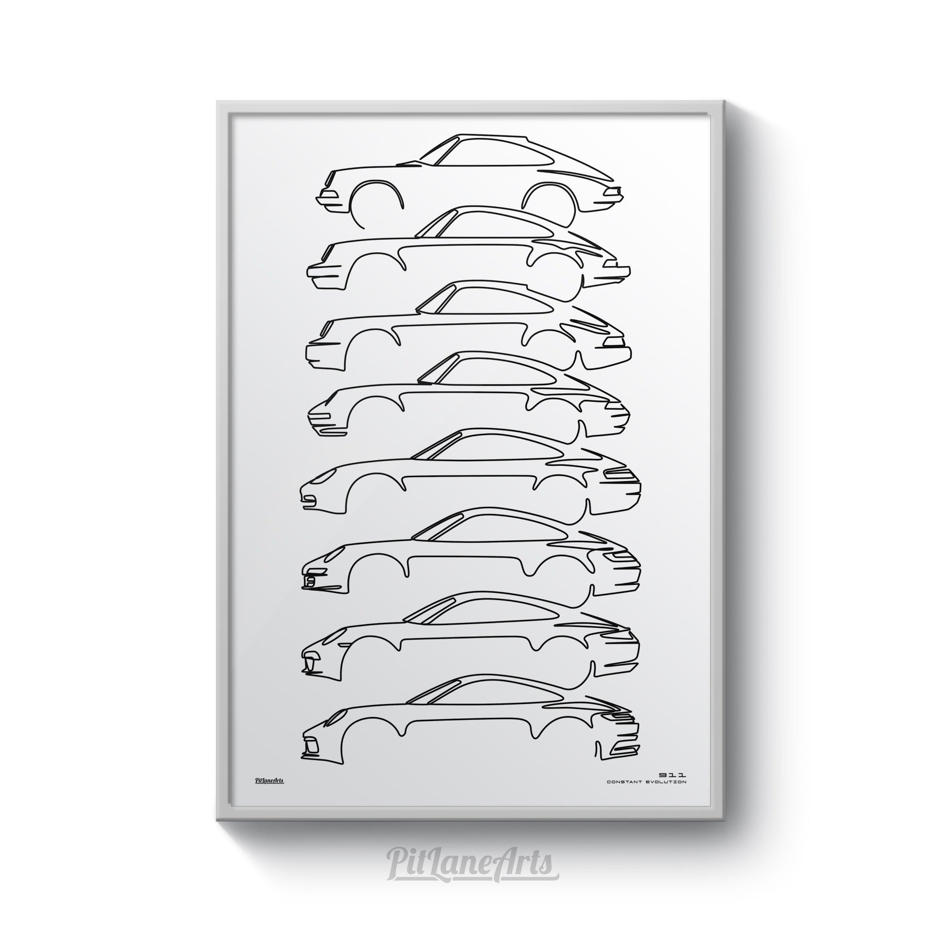 Porsche 911 evolution silhouettes