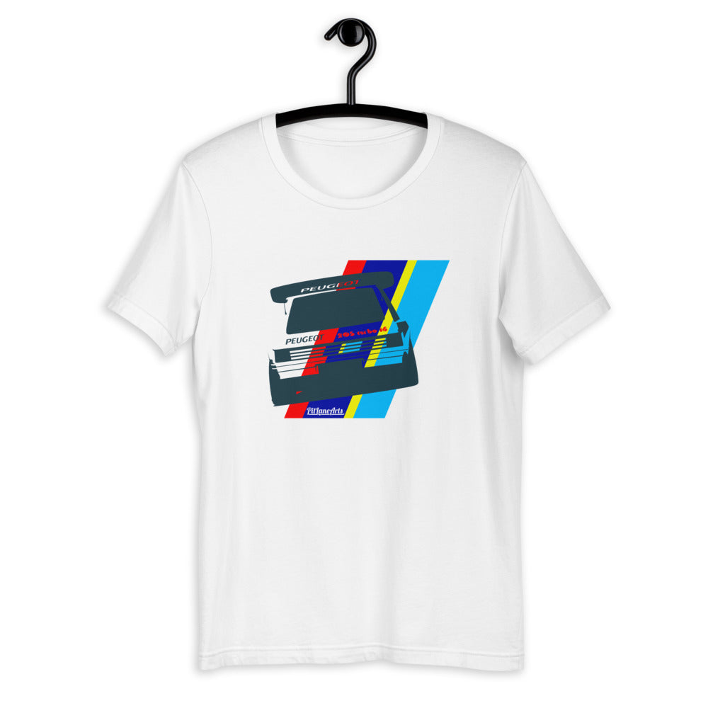 White Peugeot 205 T16 T-shirt - PitLaneArts