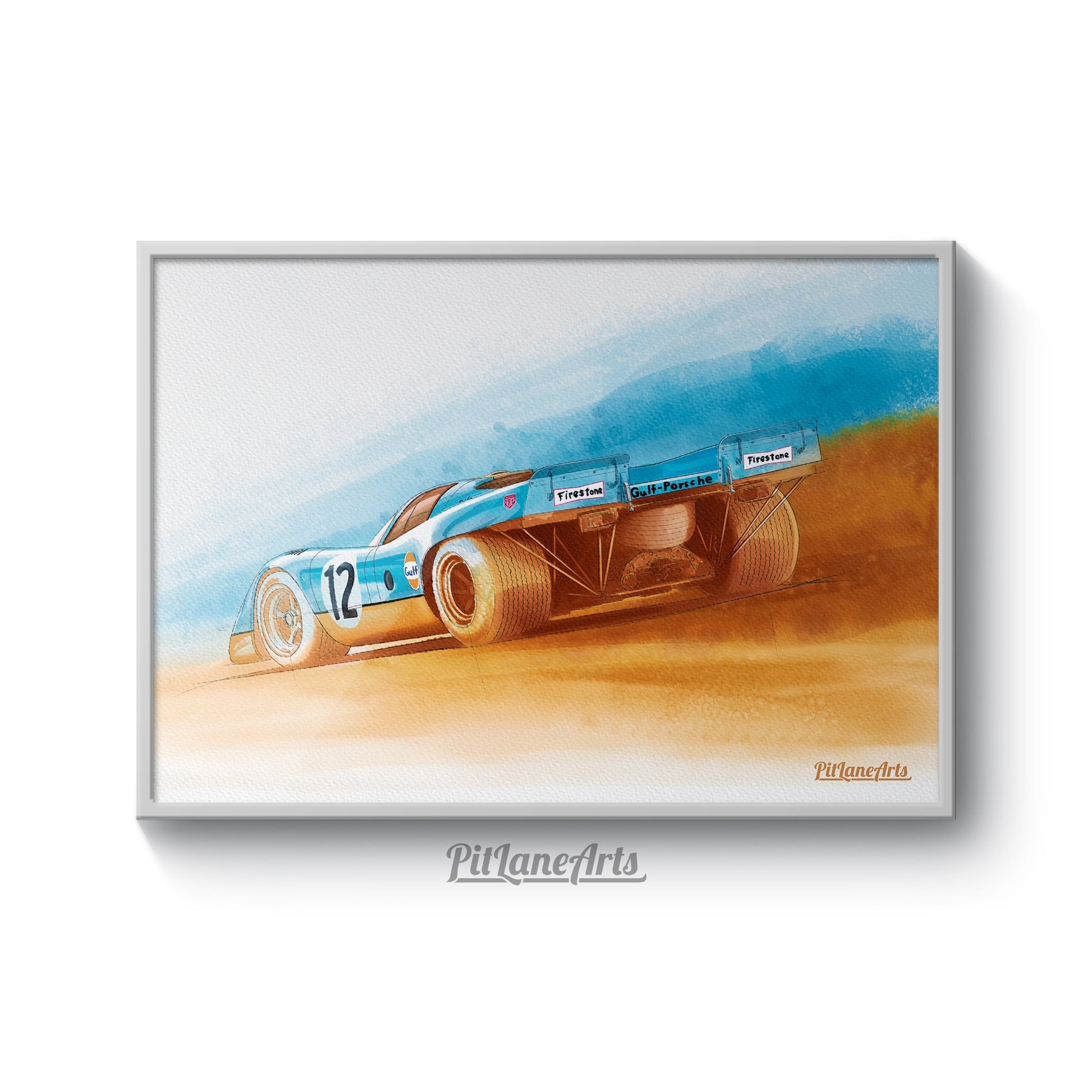 porsche 917 k gulf watercolor print