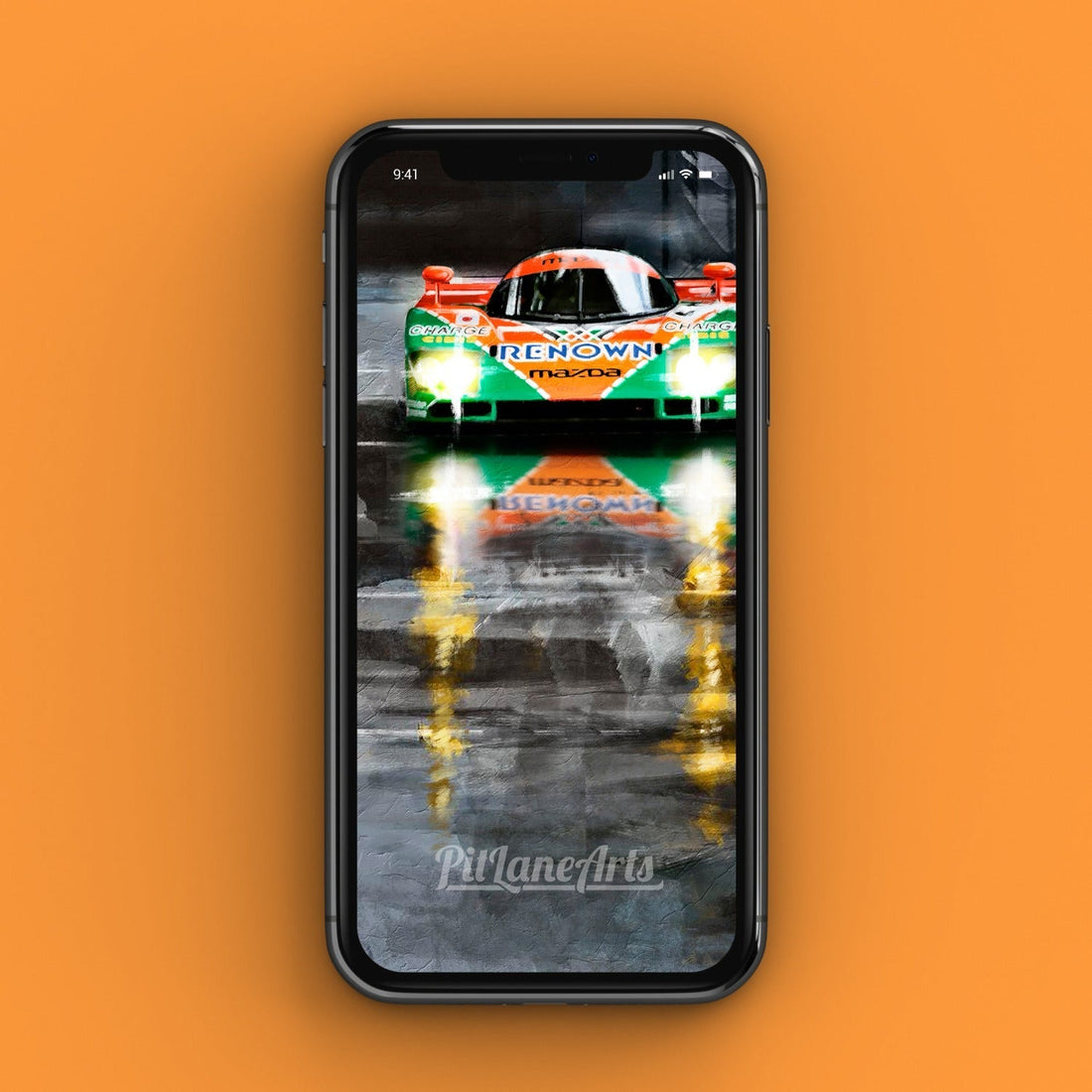 Mazda 787B race car artwork for a free smartphone wallpaper