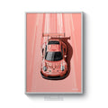 Porsche 911 RSR Pink Pig art print on white background