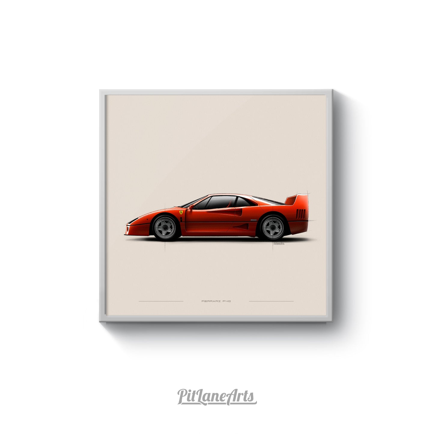 Ferrari F40 profile view poster