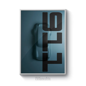 Vintage Porsche 911 Top View Silhouette Artwork