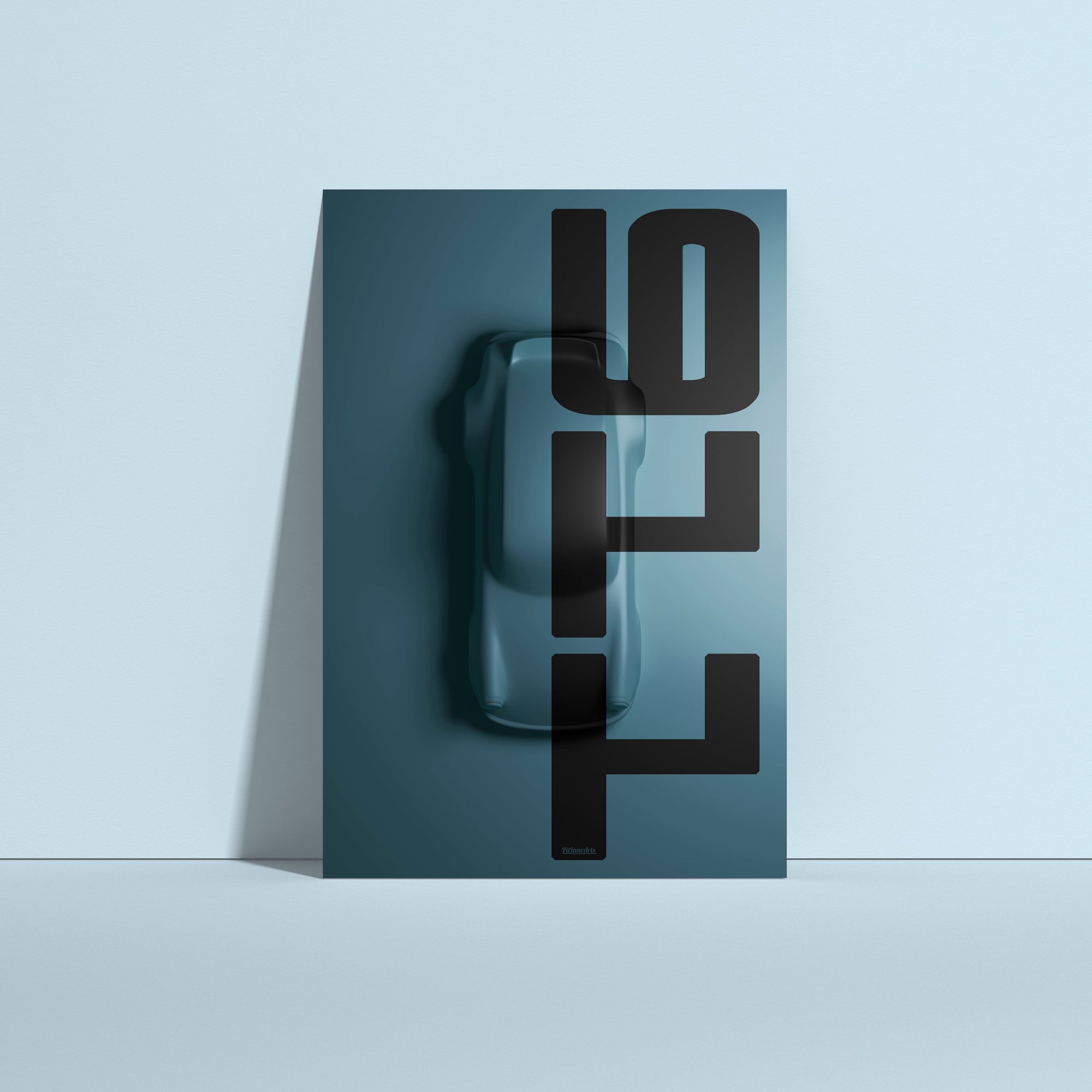 Vintage Porsche 911 Top View Silhouette Artwork