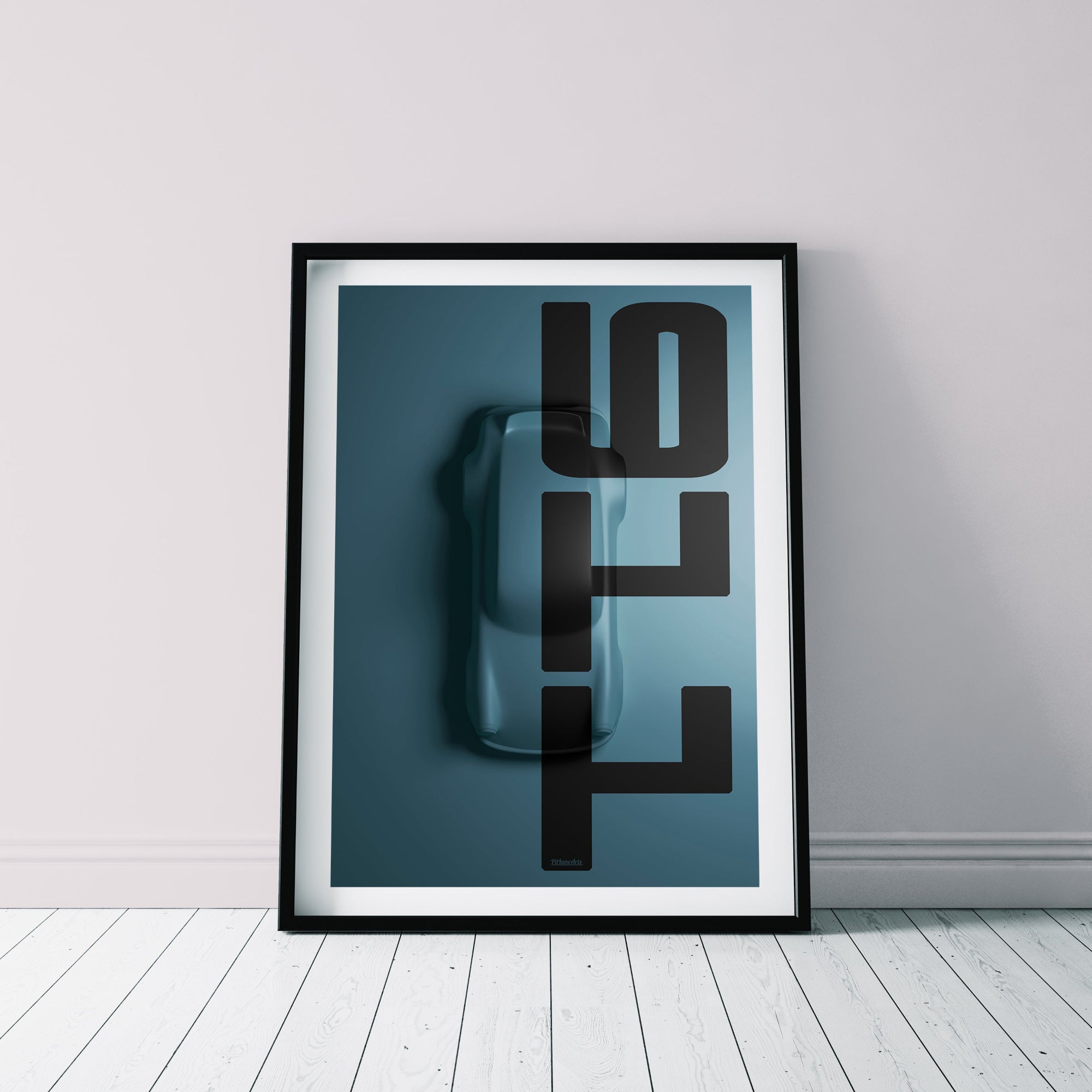 Vintage Porsche 911 Top View Silhouette Artwork