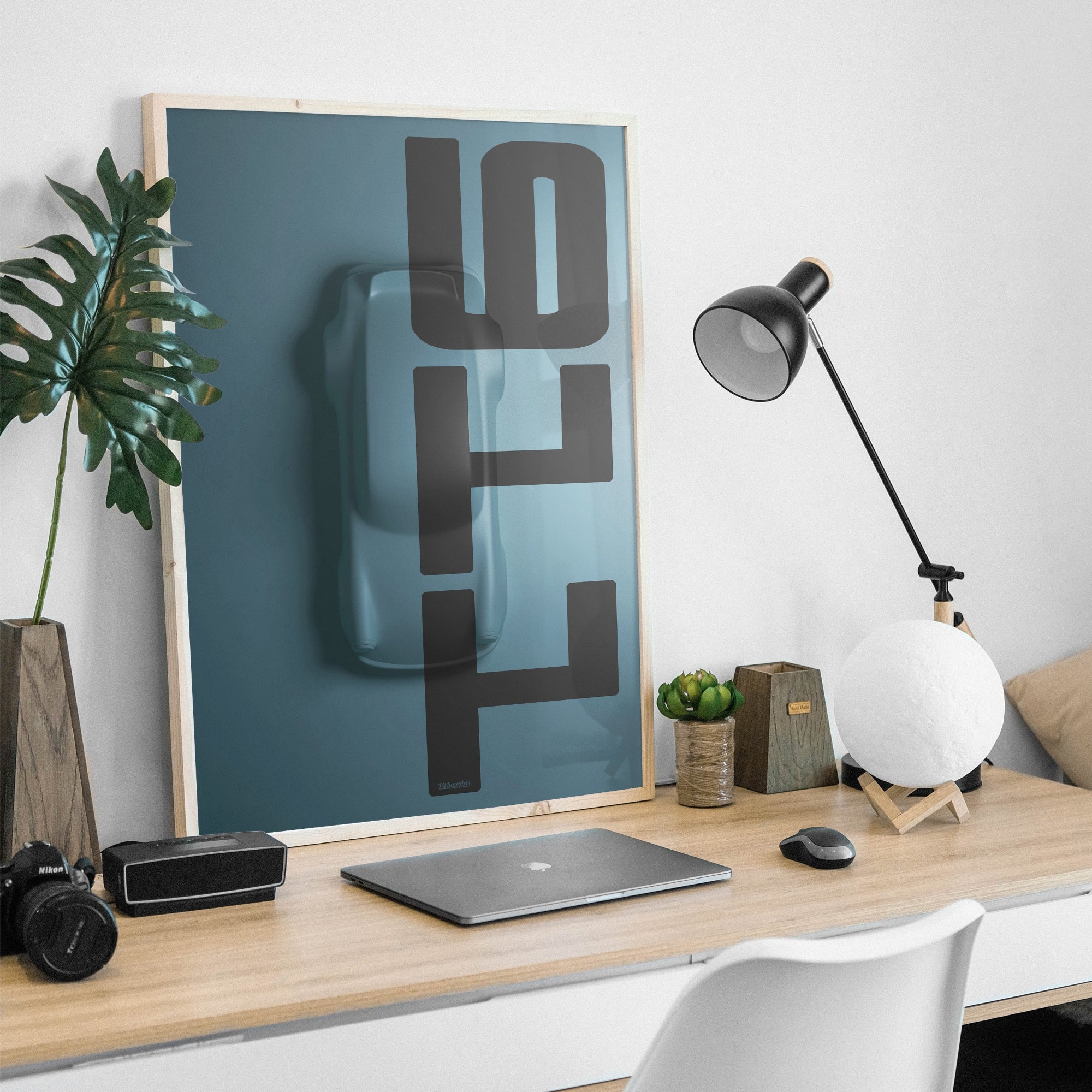 Vintage Porsche 911 Top View Silhouette Artwork