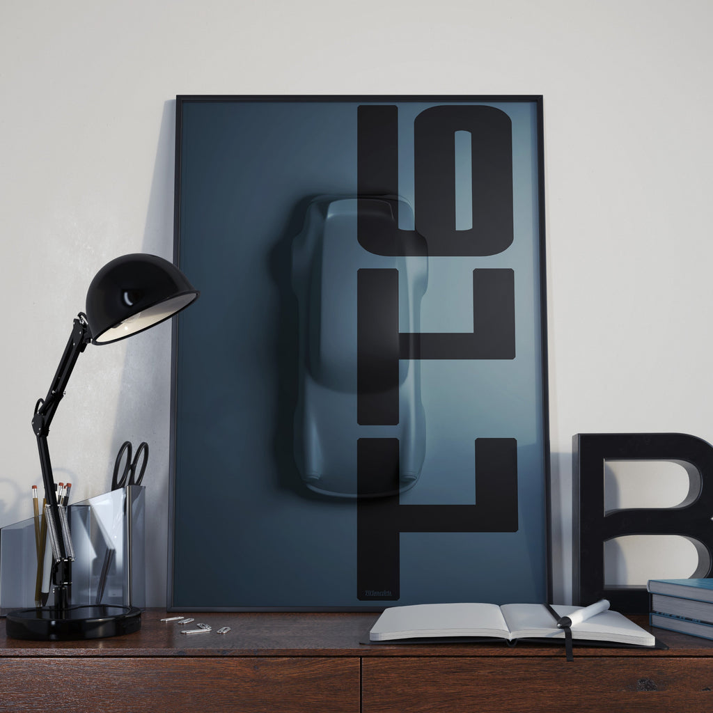 Vintage Porsche 911 Top View Silhouette Artwork