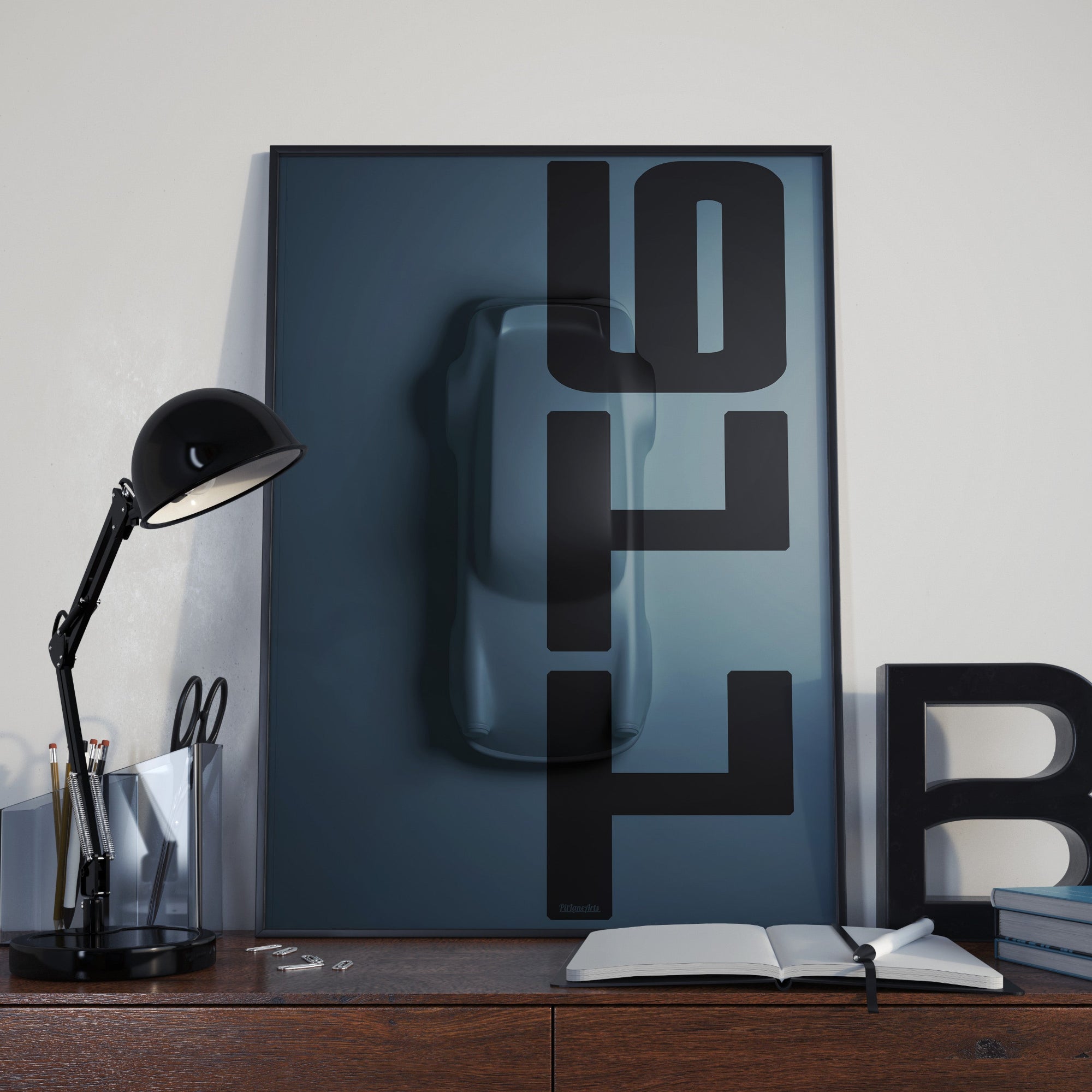 Vintage Porsche 911 Top View Silhouette Artwork