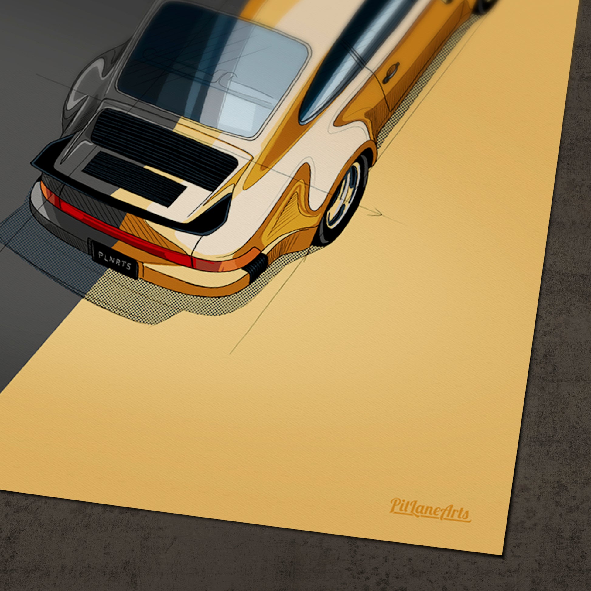 classic 911 turbo sketch print