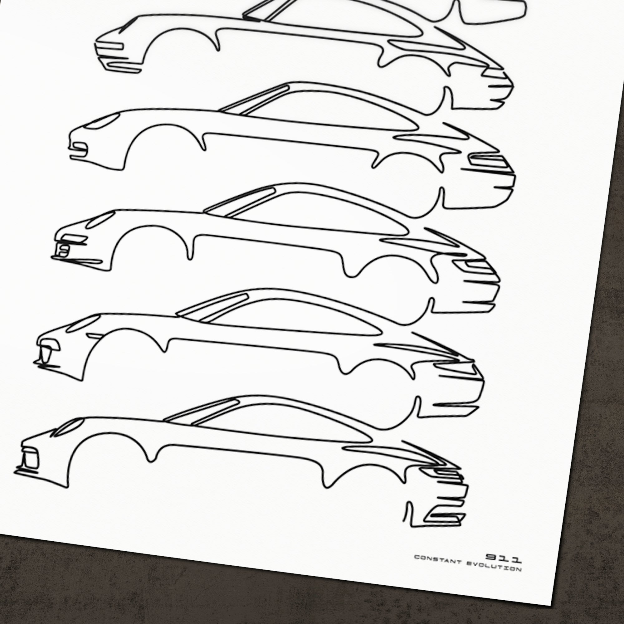 Porsche 911 evolution silhouettes