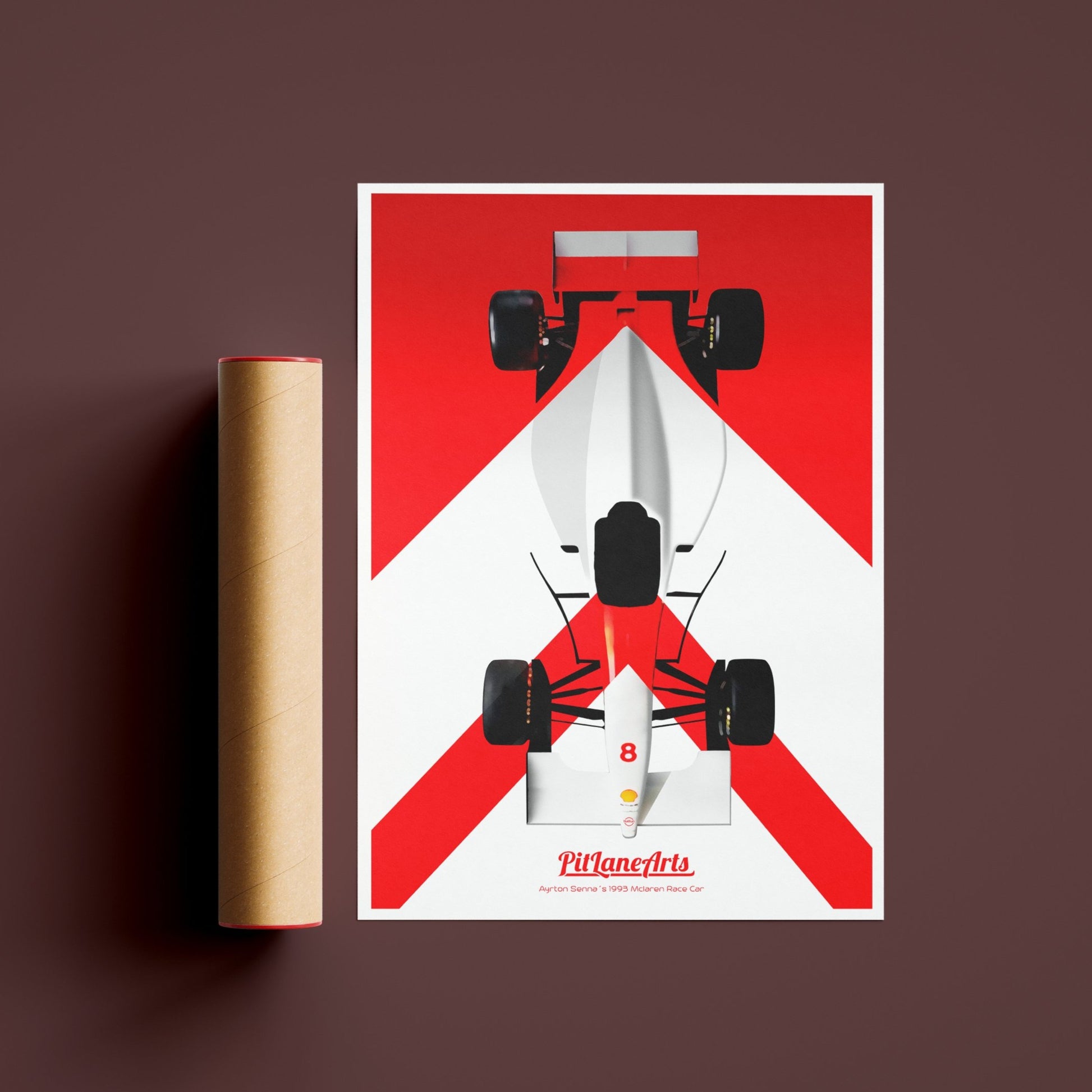 Ayrton Senna Race car Poster Print with delivery tube - PitLaneArts