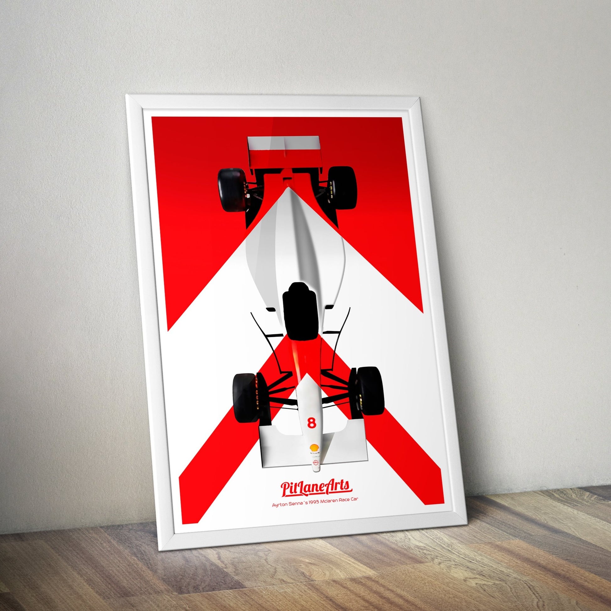 Framed Ayrton Senna Race car Poster Print - PitLaneArts