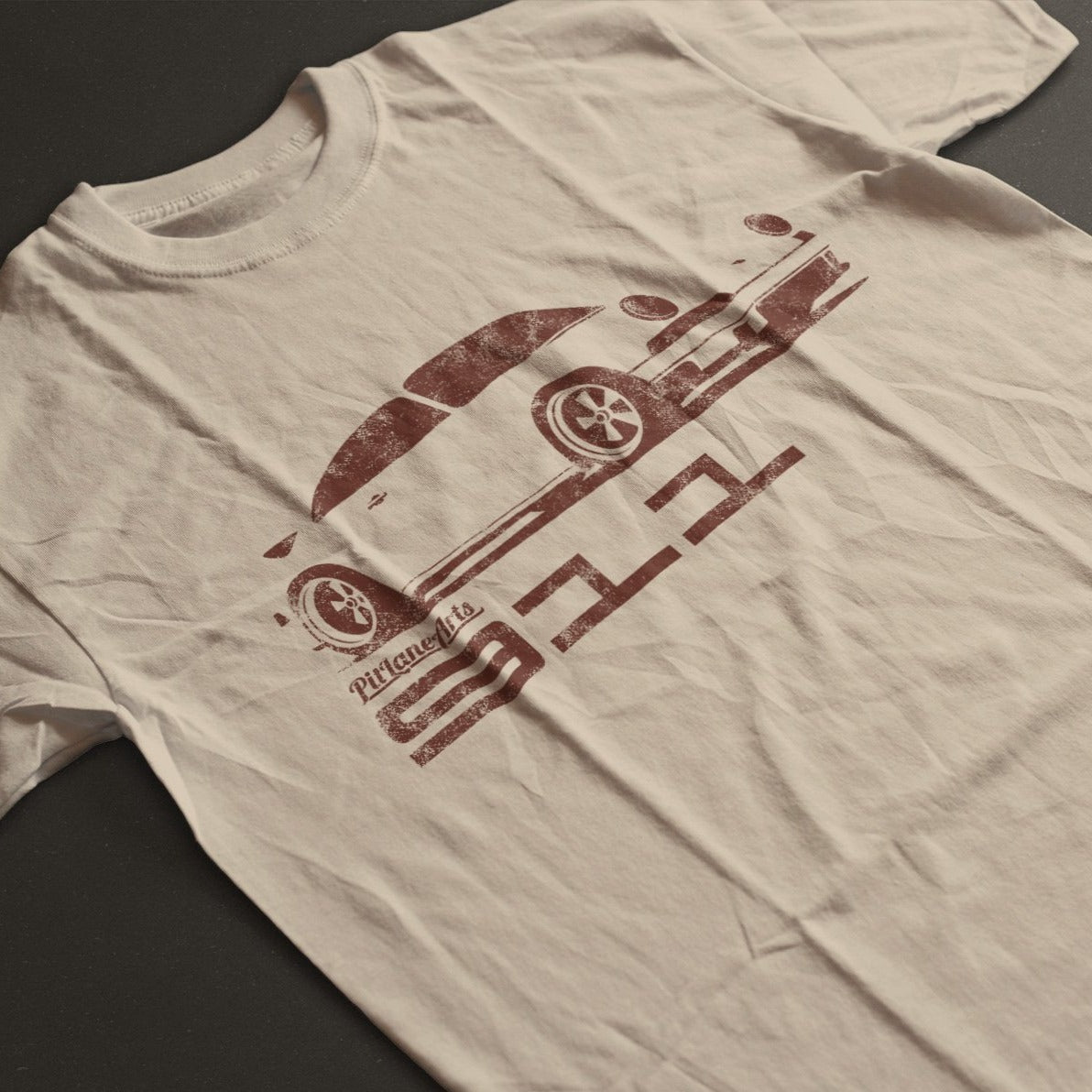 Close up of soft cream color Classic 911 T-shirt - PitLaneArts