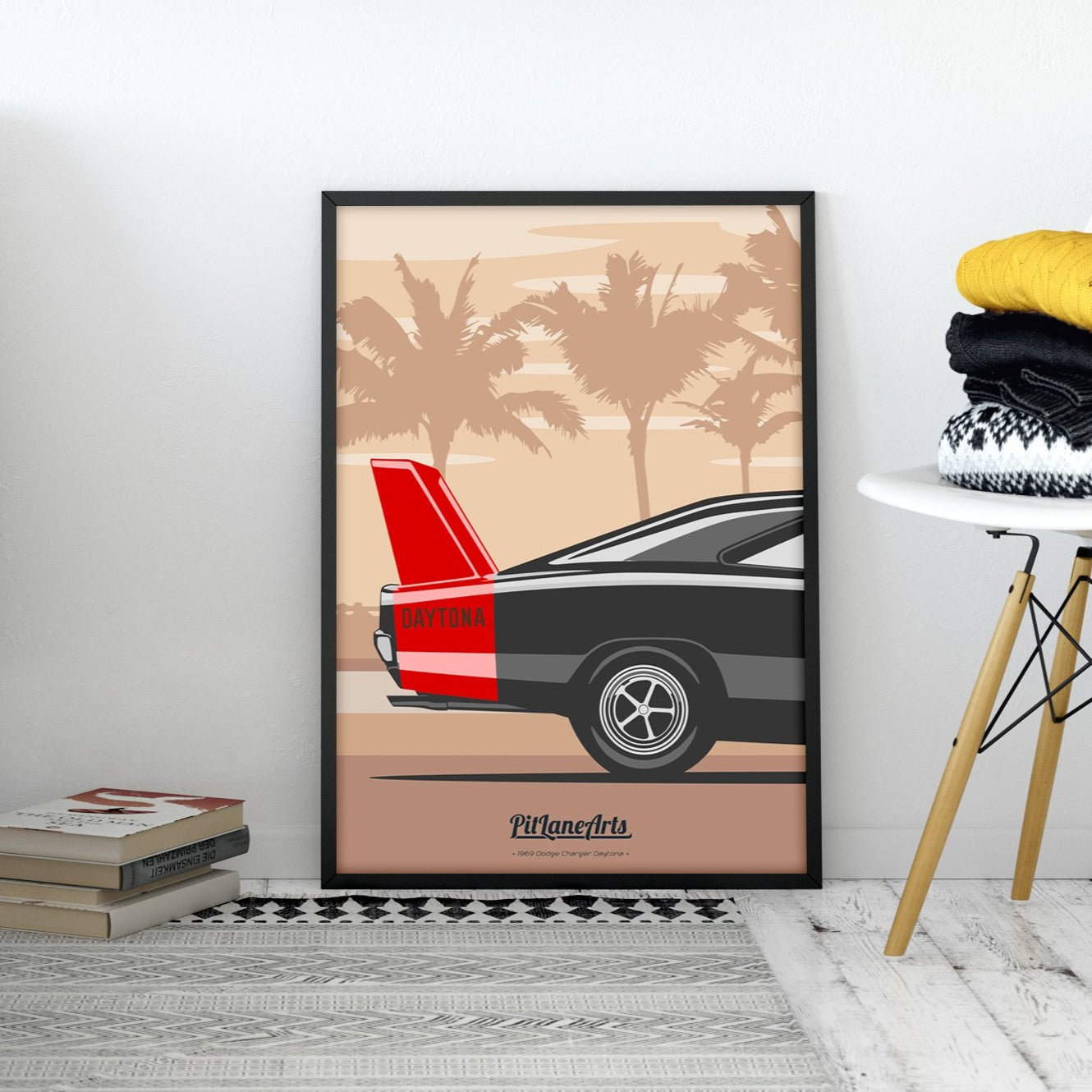 Dodge Charger Daytona Poster framed in room