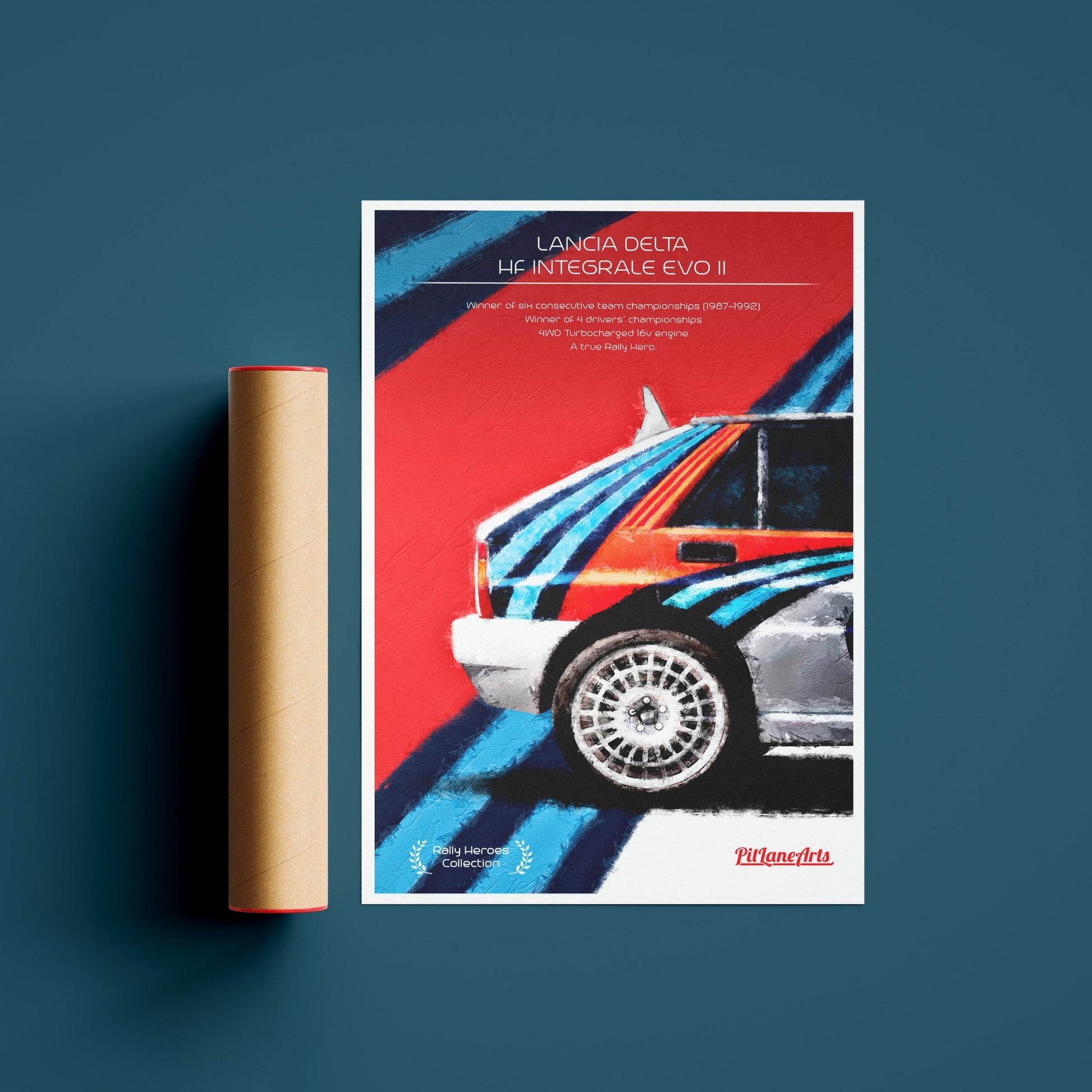 Lancia Delta HF Integrale Poster print with delivery tube - PitLaneArts