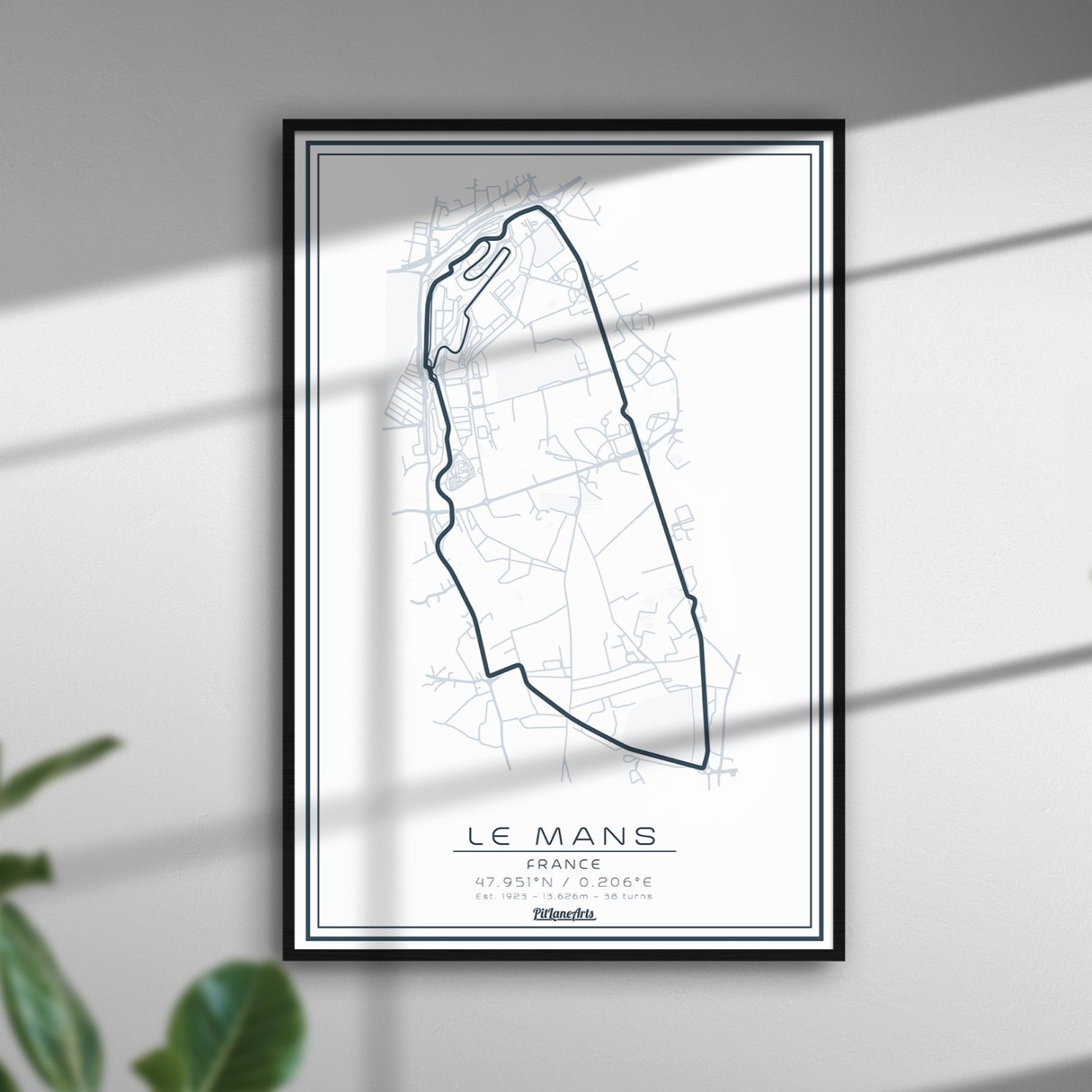 Le Mans White Print framed
