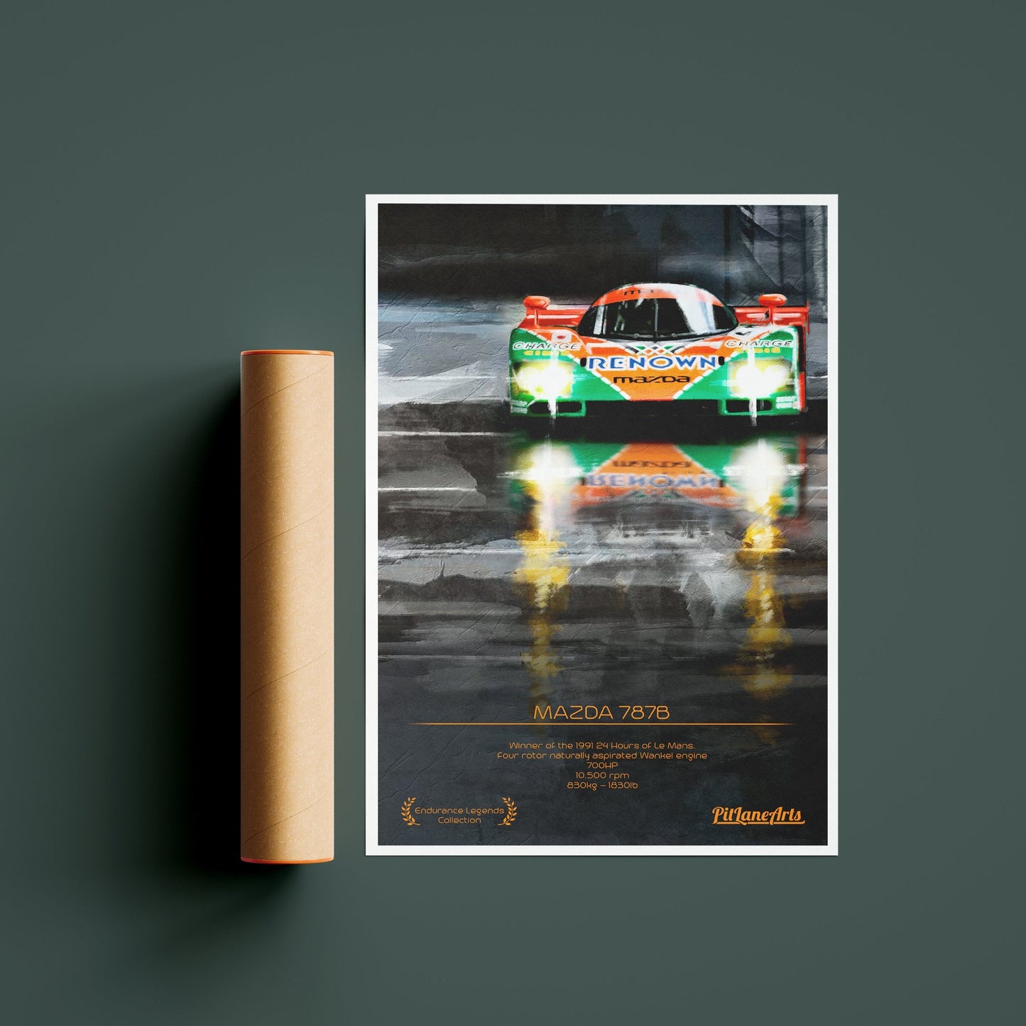 Mazda 787 B Le Mans race car Poster print with delivery tube - PitLaneArts