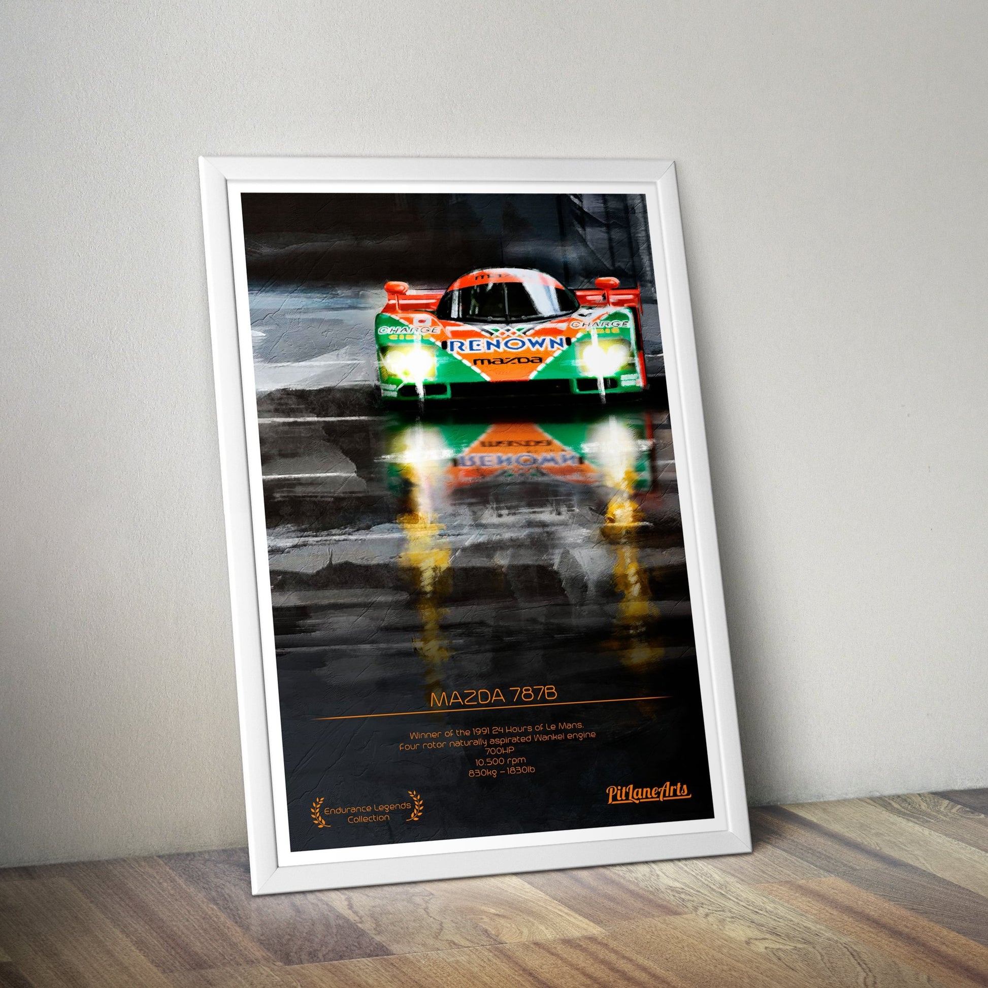 Framed Mazda 787 B Le Mans race car Poster print - PitLaneArts