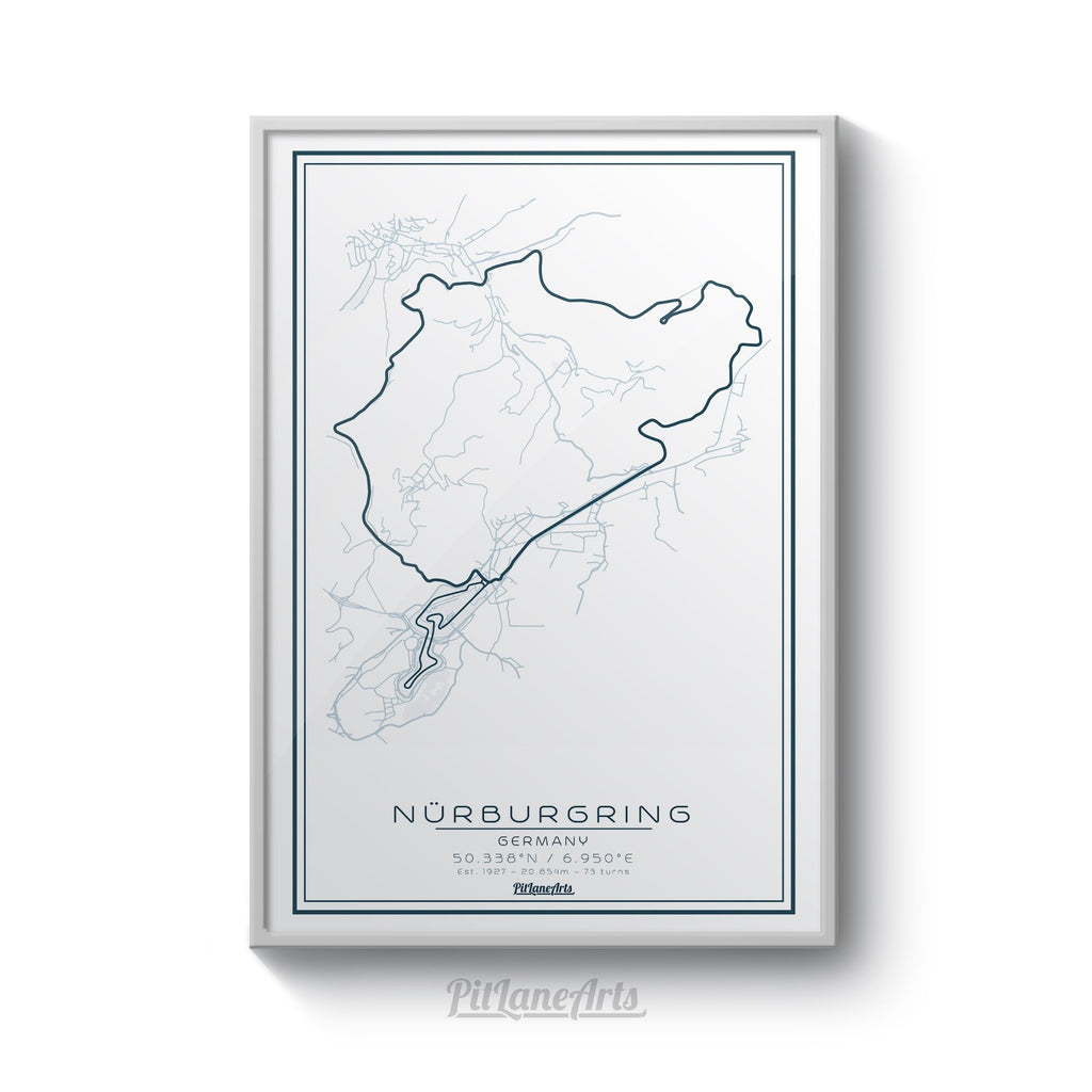 Nurburgring race track white print