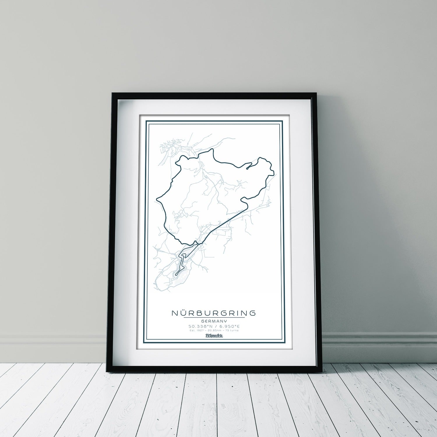Nurburgring race track white print