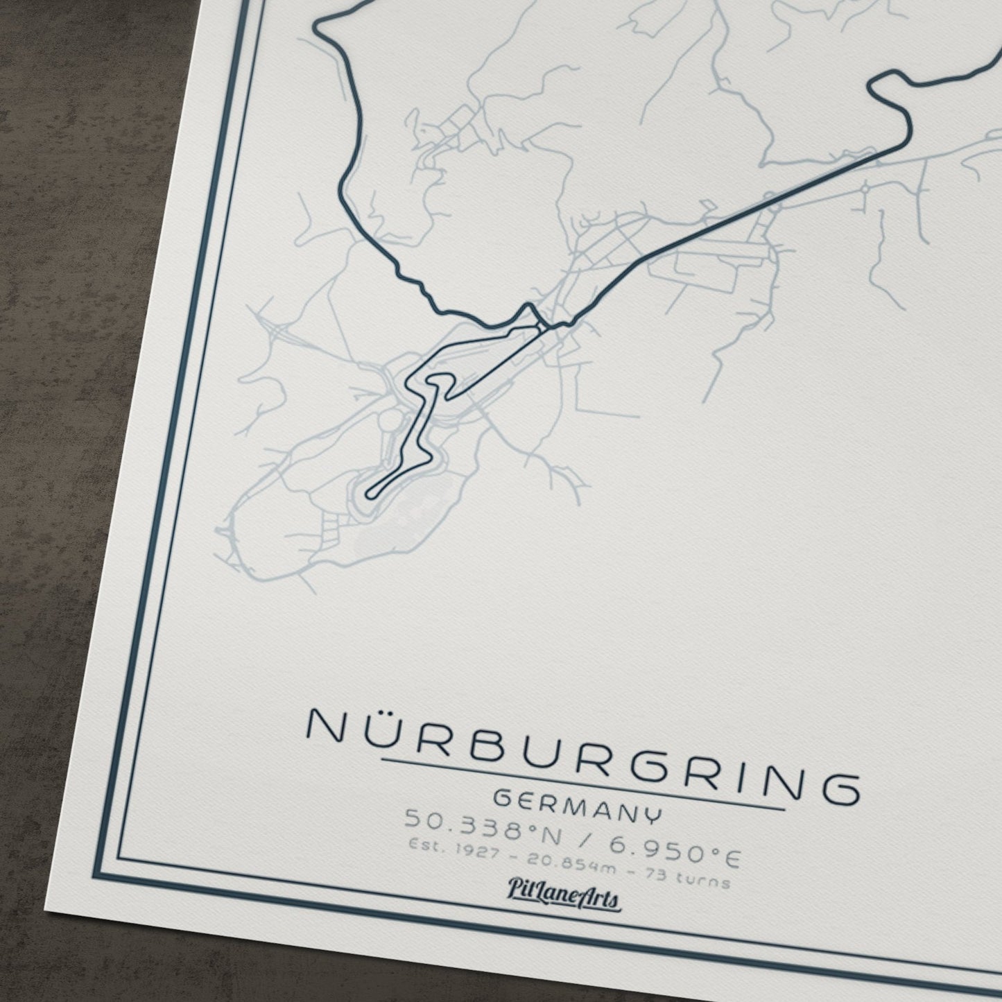 Nurburgring race track white print detail