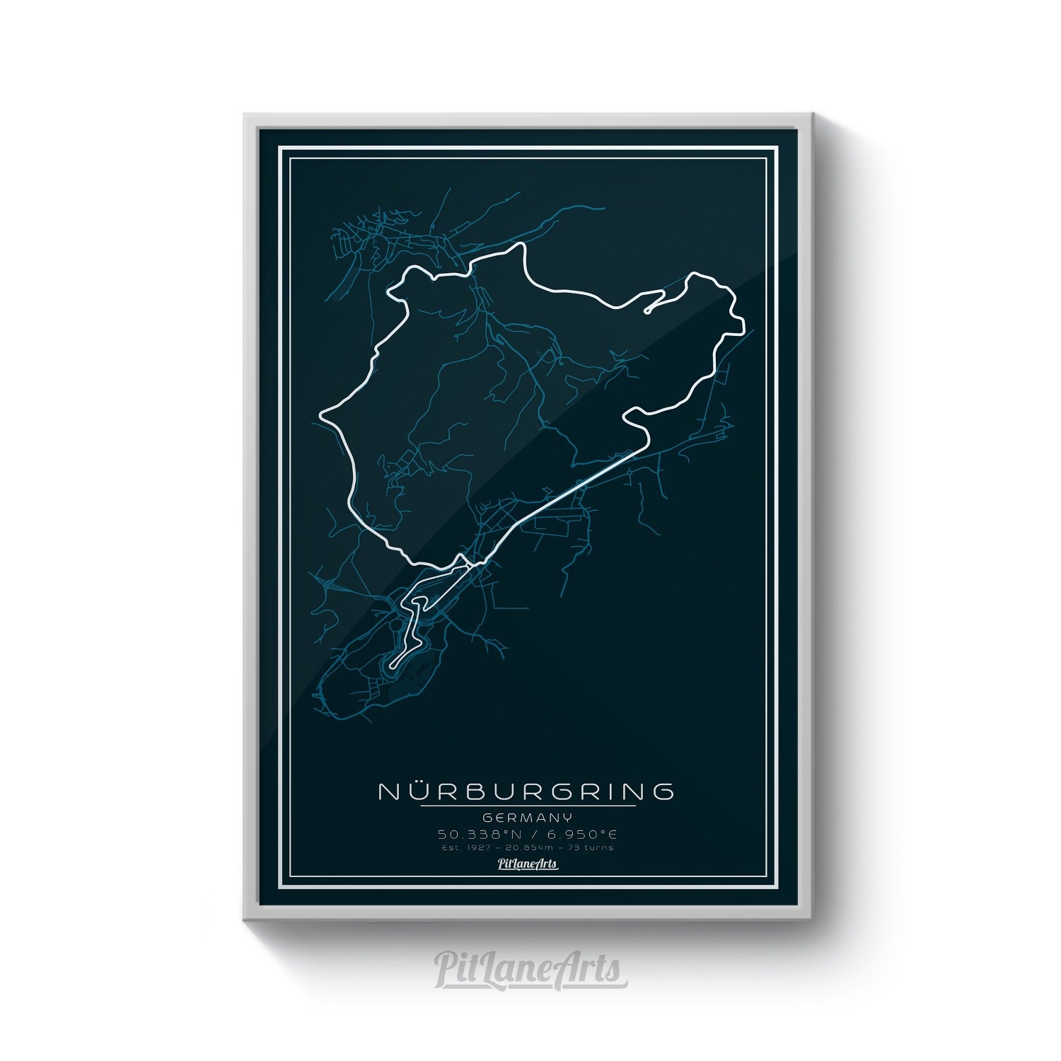 Nurburgring race track dark blue print