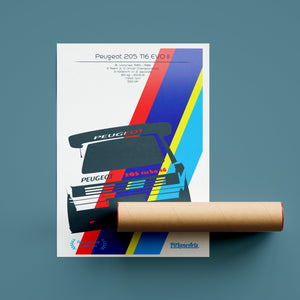 Peugeot 205 T16 EVO 2 Poster print under delivery tube - PitLaneArts