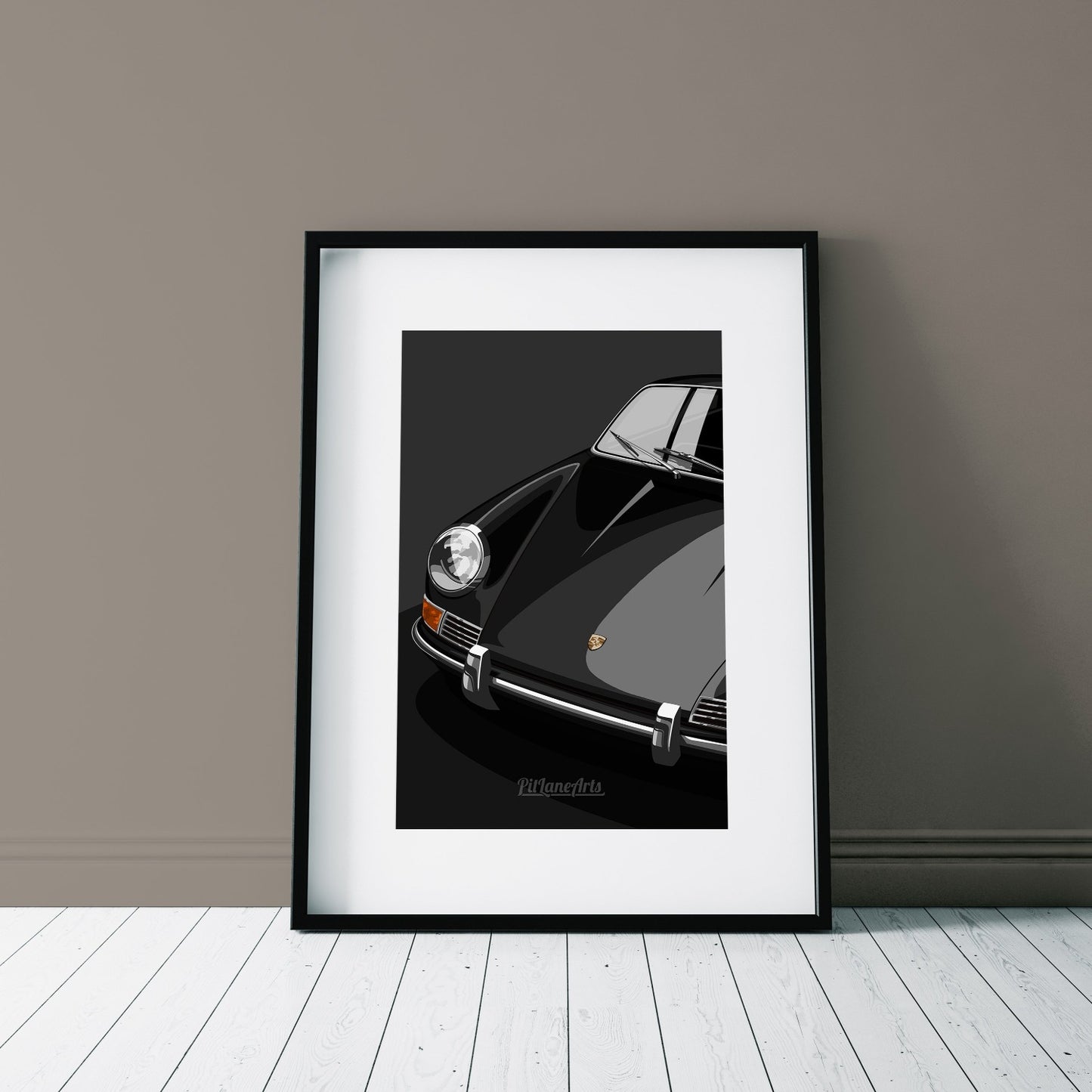 classic porsche 911 framed print black