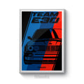 E30 poster print framed on wall