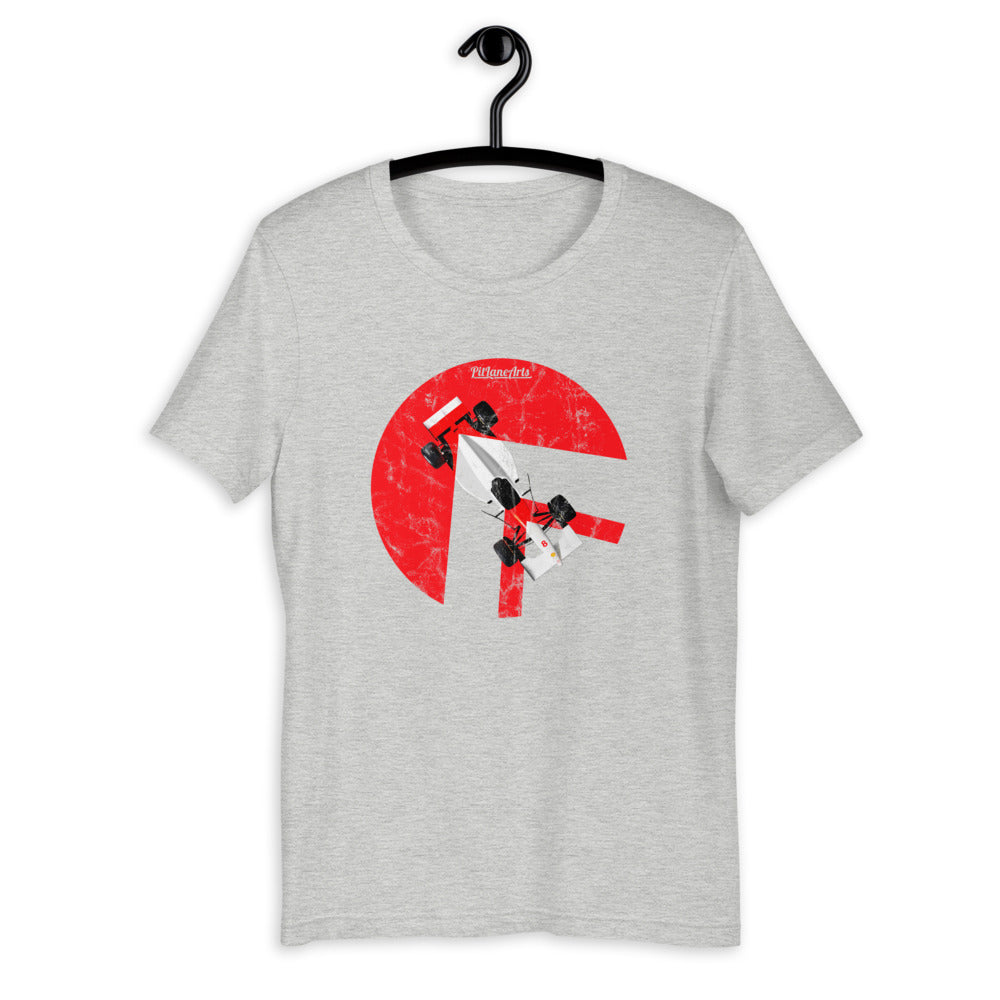 Athletic heather light grey Ayrton Senna Race car T-shirt - PitLaneArts