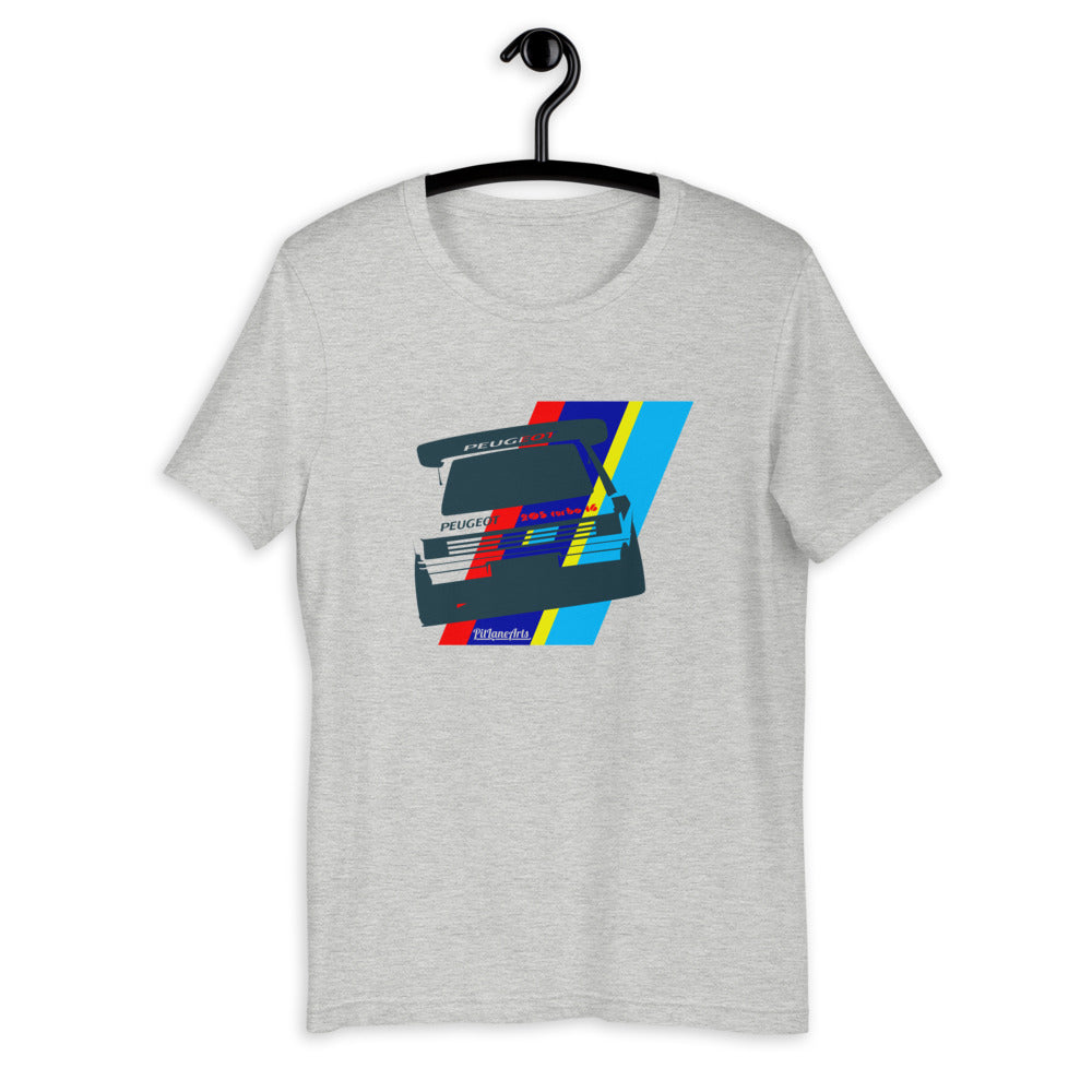 Athletic heather grey Peugeot 205 T16 T-shirt - PitLaneArts