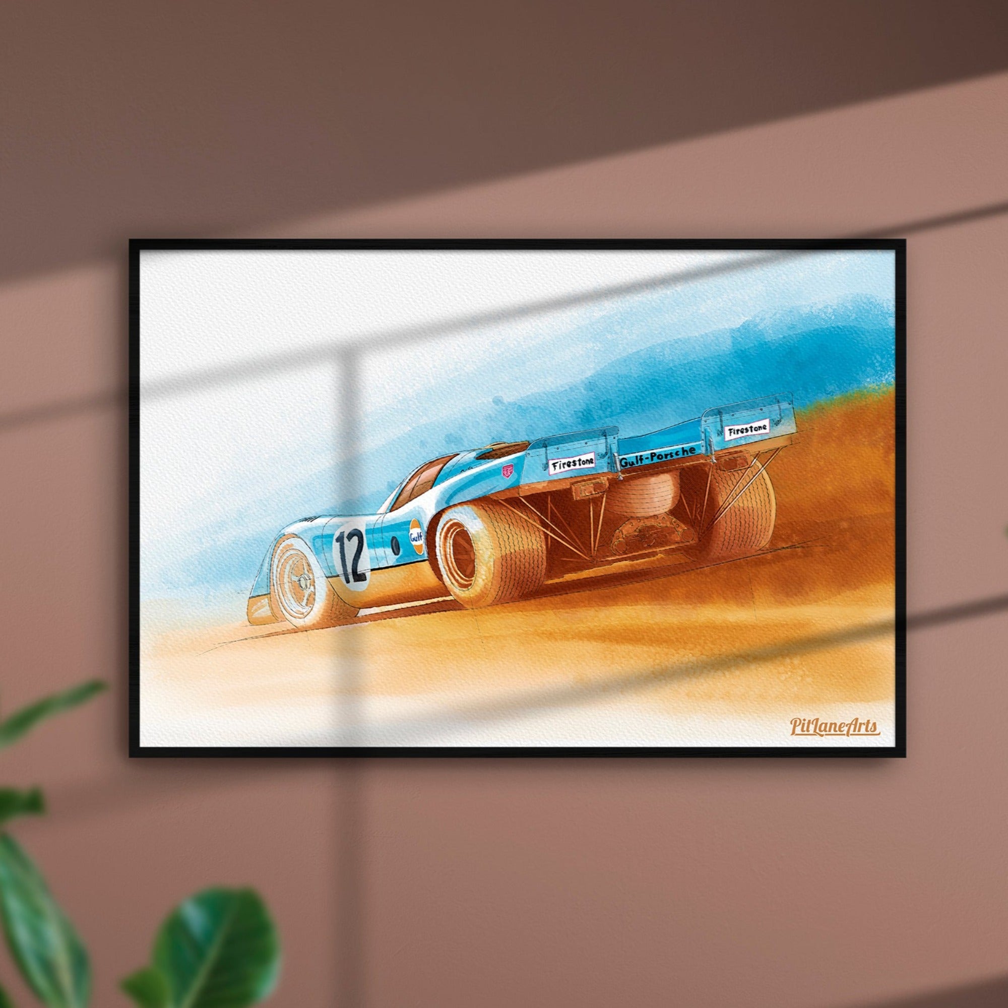 porsche 917 k gulf watercolor print
