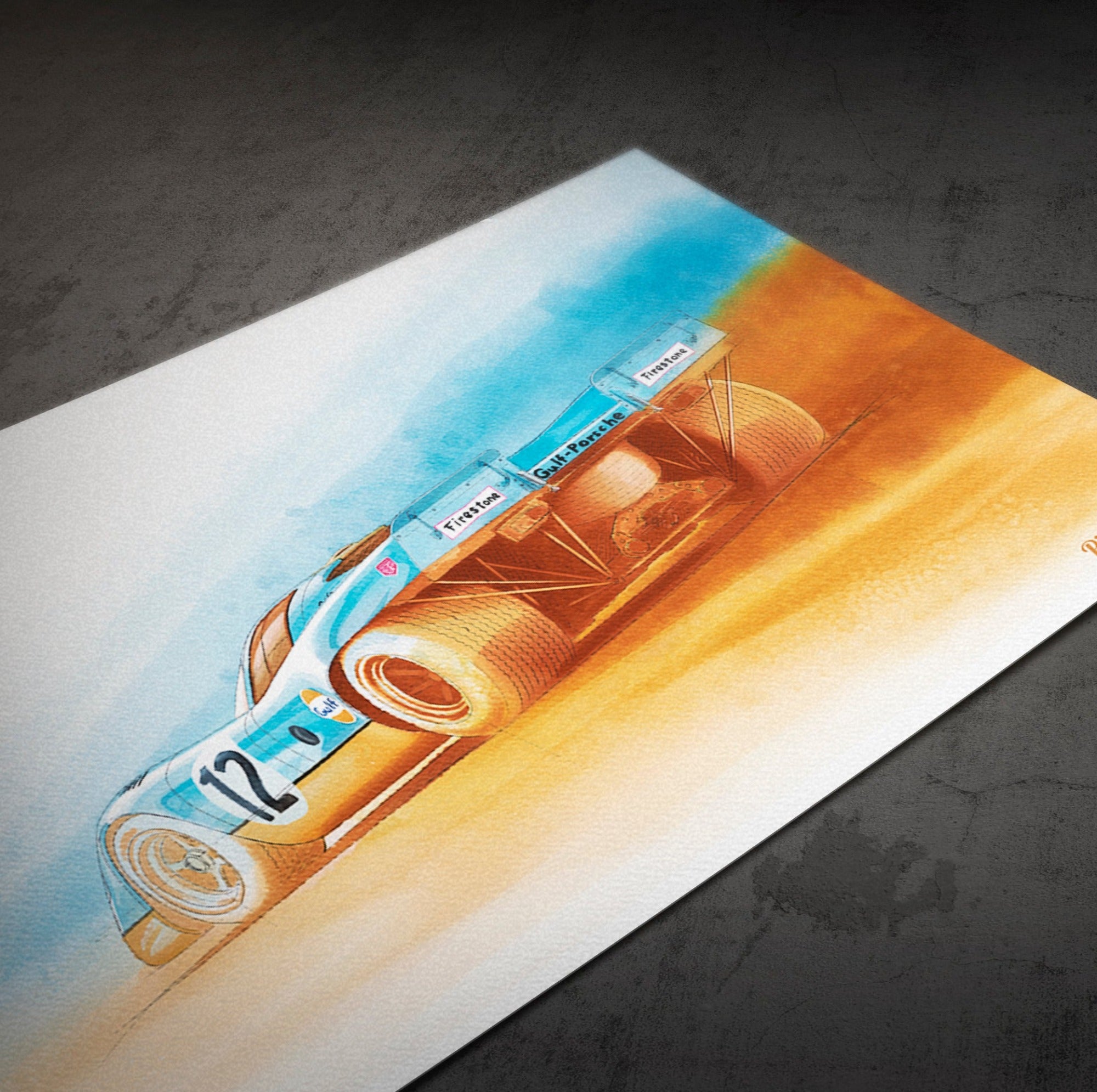 porsche 917 k gulf watercolor print