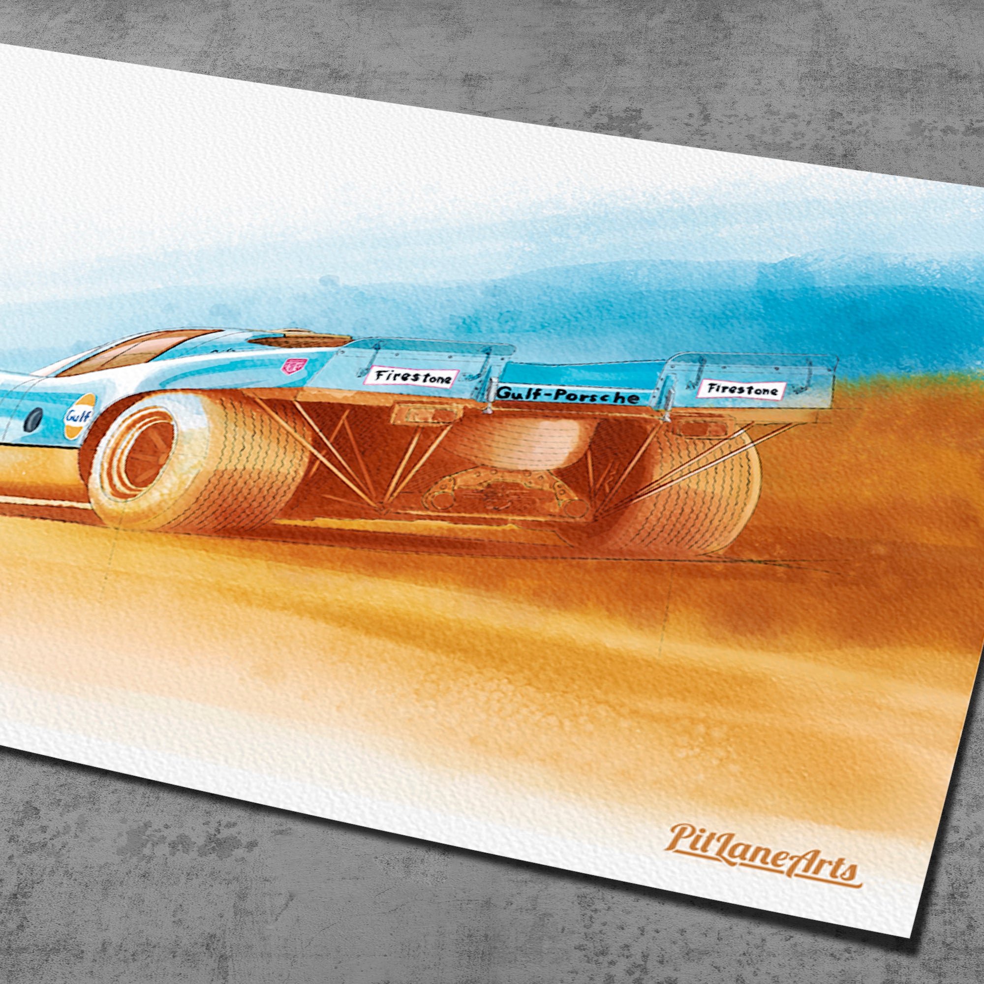 porsche 917 k gulf watercolor print